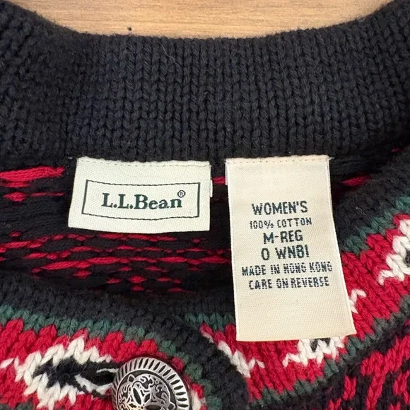 L.L. Bean Red and Black Knit Sweater - Picture 4 of 4